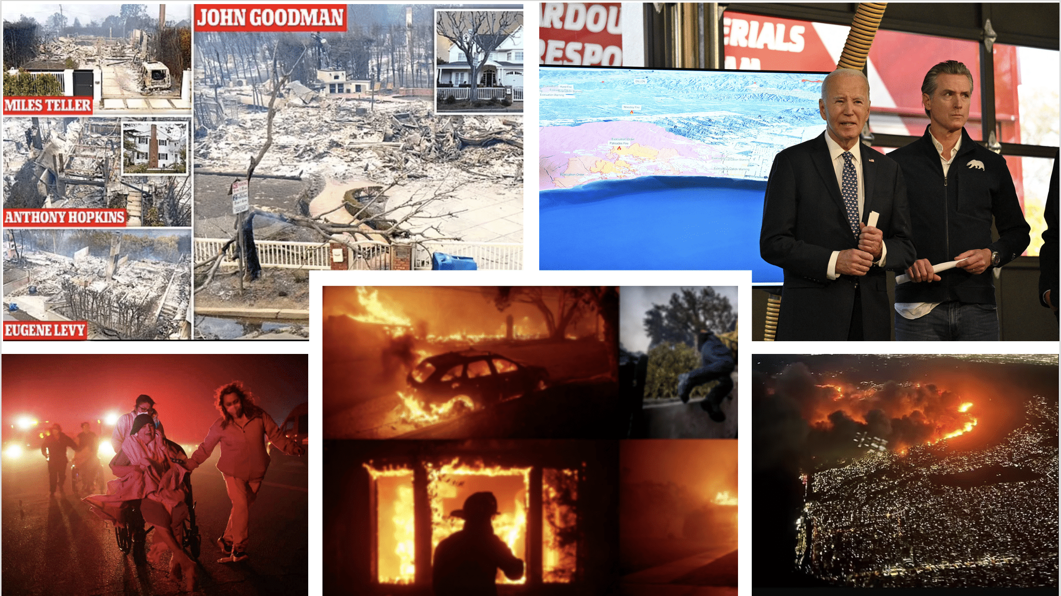 images from wildfires raging through Pacific Palisades and other areas in California