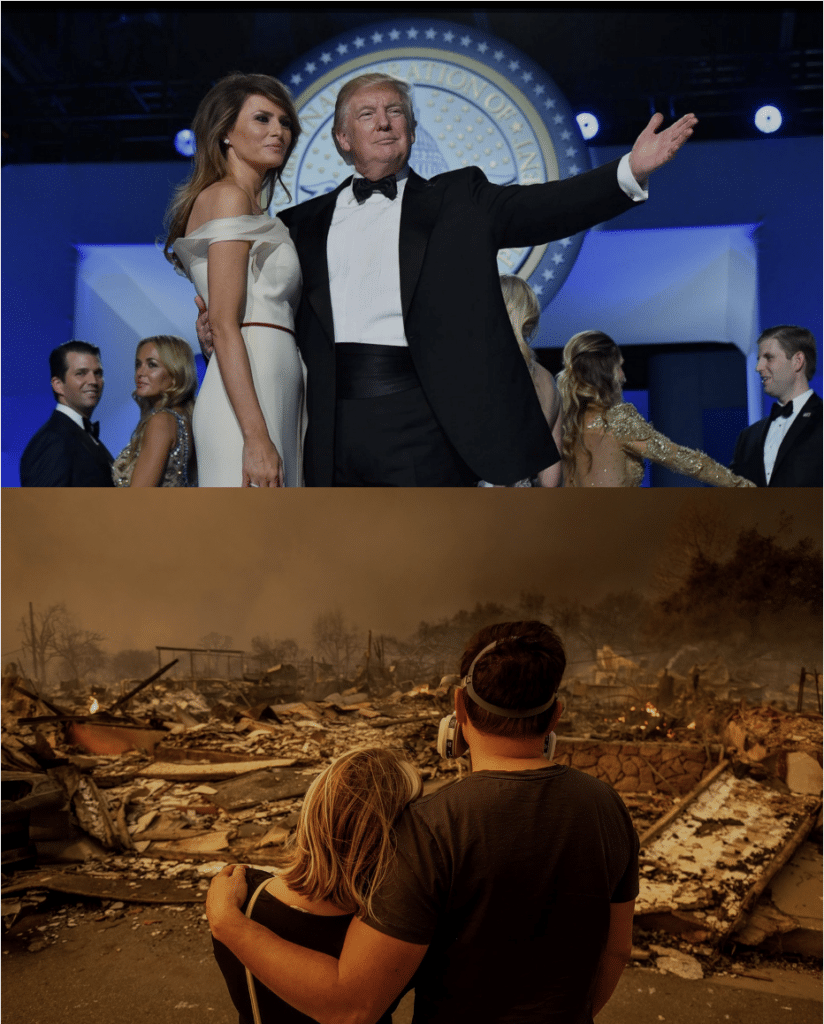 Juxtaposing Trump inaugural balls with California wildfires