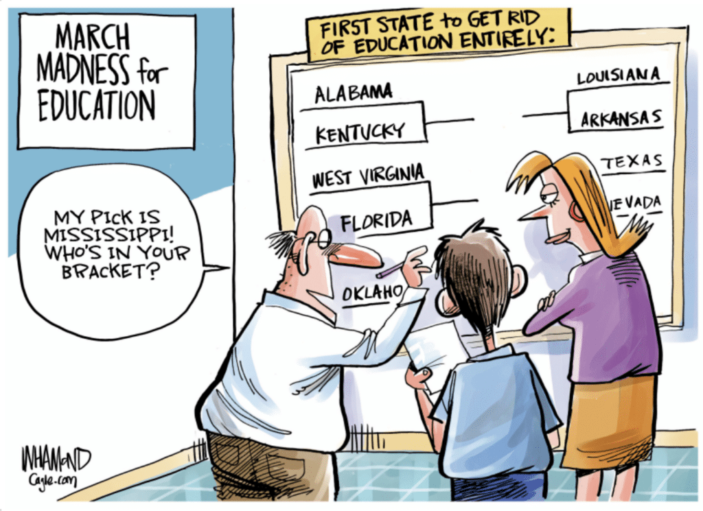 March Madness brackets for which state will abolish education first