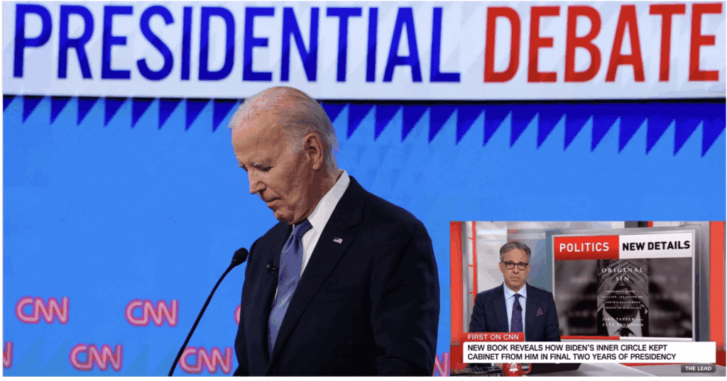 President Biden at infamous debate and Jake Tapper insight promoting his book on Biden's failed campaign