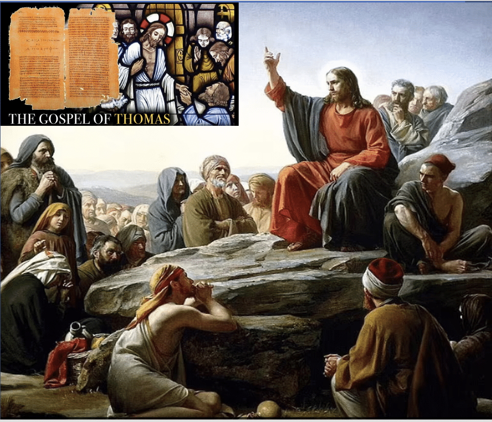 image of the gospel of thomas and Jesus preaching on the sermon on the mount