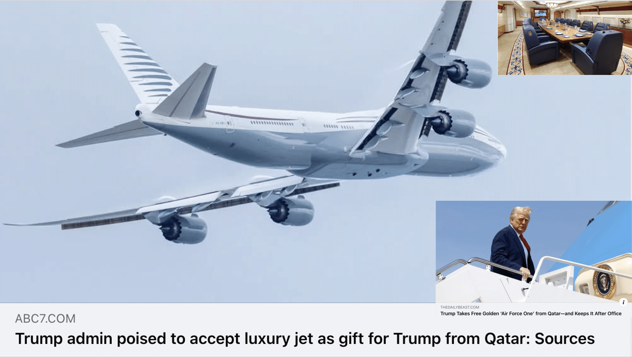 image of luxury jet Trump plans to accept from Qatar