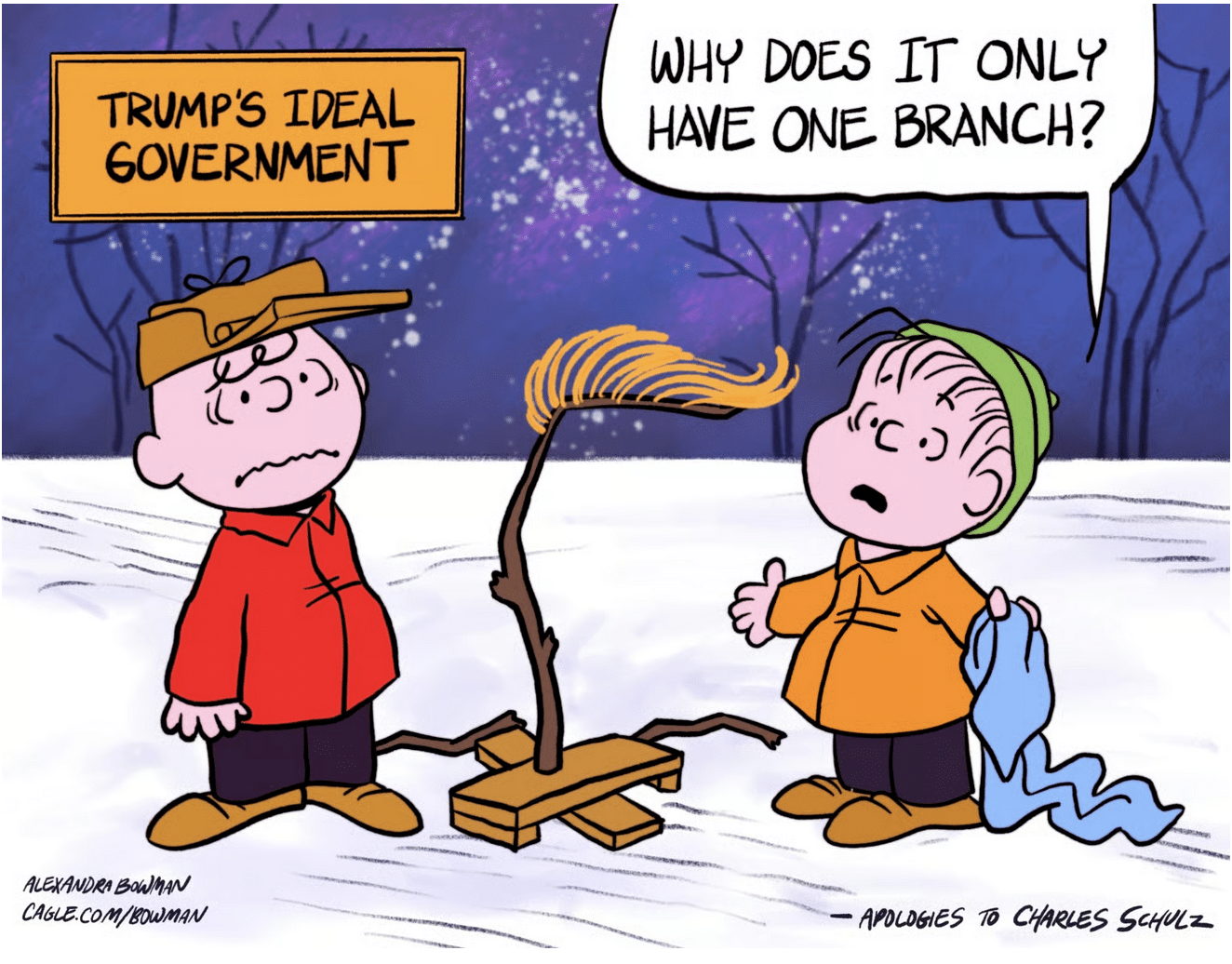 Charlie Brown cartoon on Trump's unitary presidency