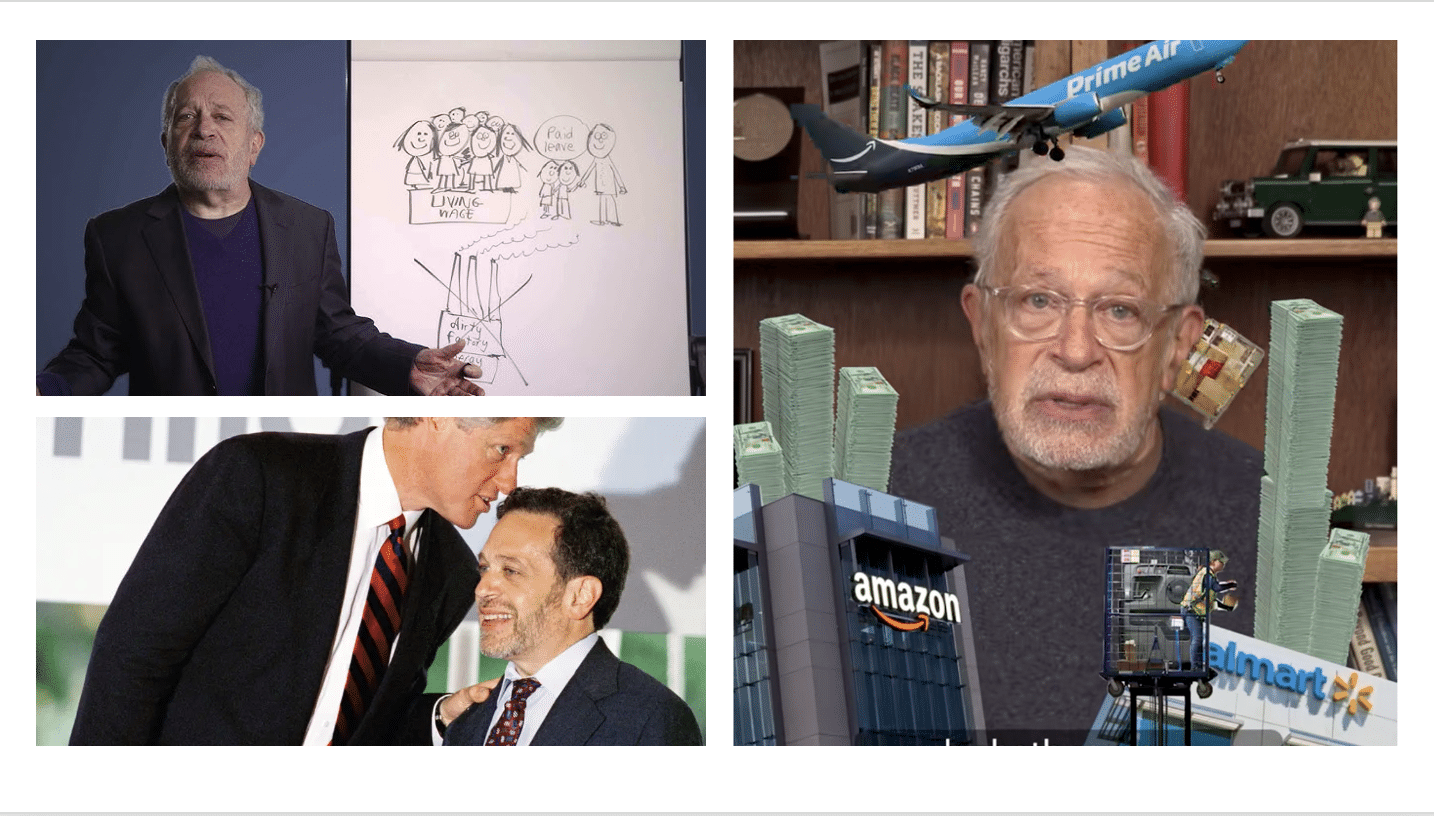 collage of Robert Reich as cabinet secretary and online educator