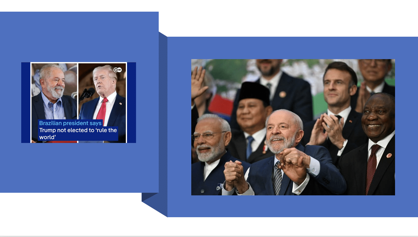 Lula and Trump and Lula with Modi and Ramaphosa
