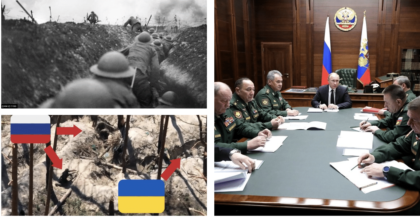 images comparing WWI and war in Ukraine