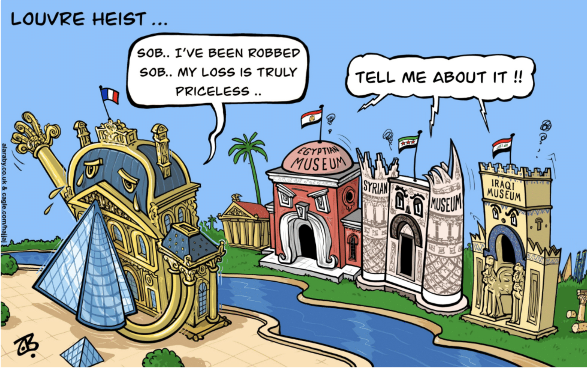 cartoon of Louvre heist has former colonies seeing karma