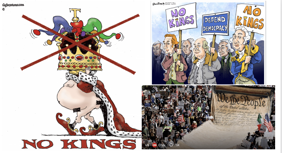 No Kings cartoon images with image of June's protest