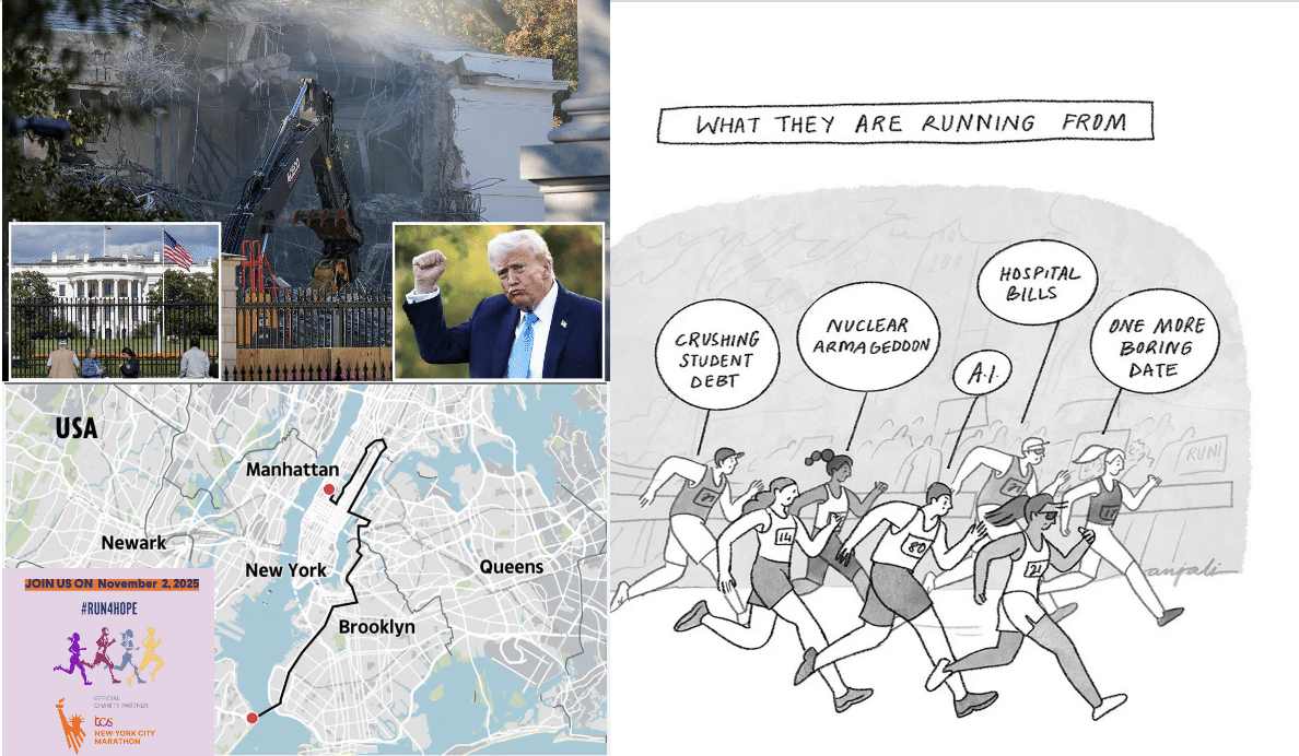 NYC Marathon and bulldozing East Wing