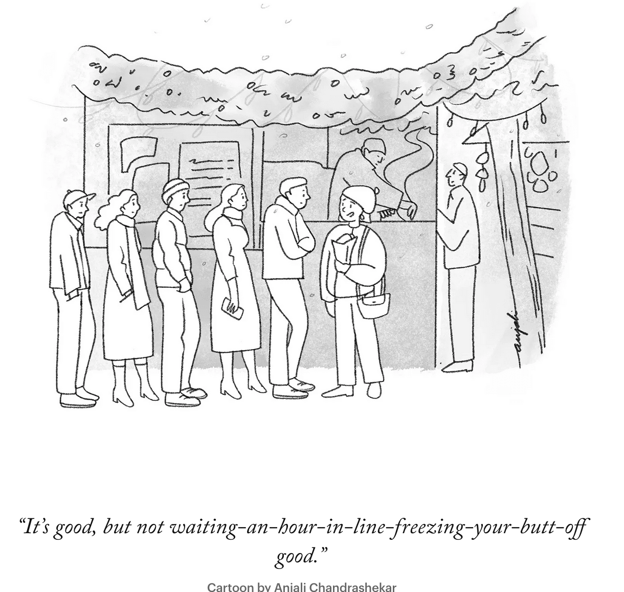 Food trends with people waiting in line