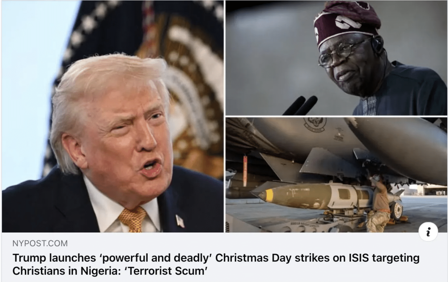 Trump drone strikes on Nigeria to protect Christians