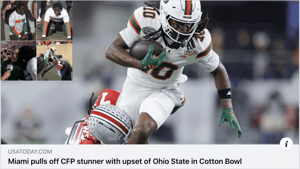 Miami defeats Ohio in CFP semifinal