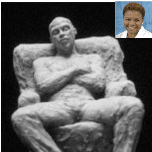 Image of man sitting with arms folded with image of sister Maureen inset