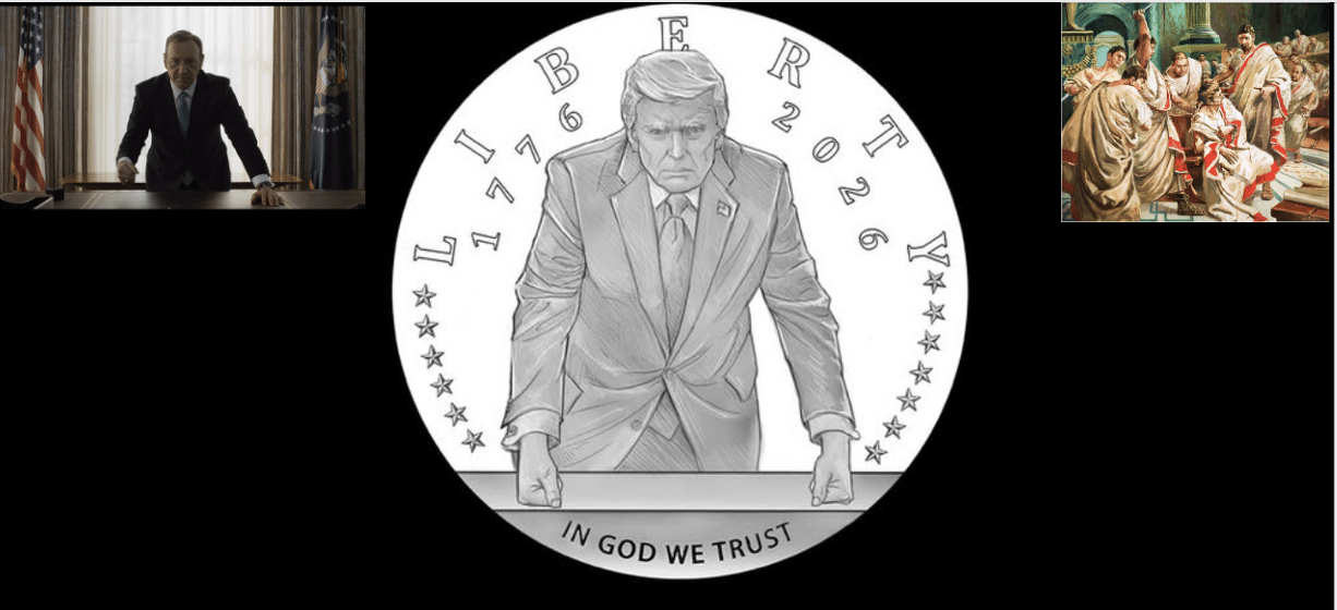 Trump putting image on coin