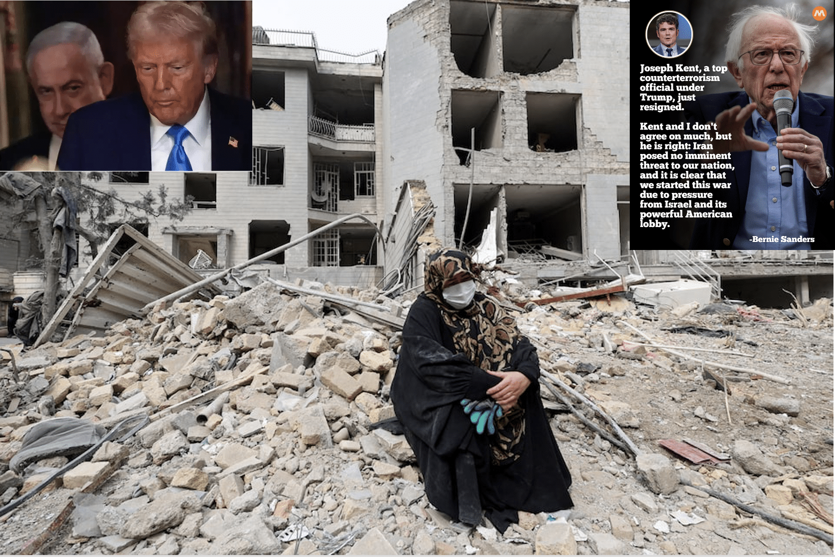 ravages of Iran war with Netanyahu Trump Bernie and Joe Kent
