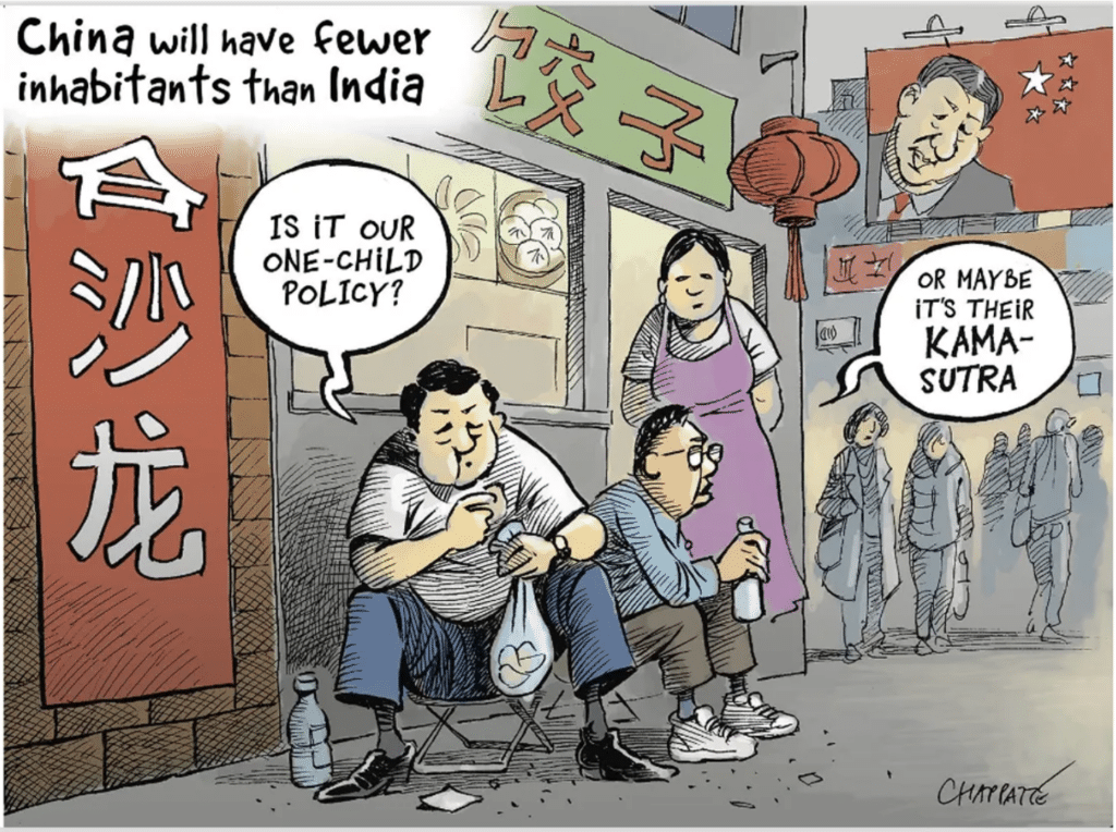 China cartoon on population crisis