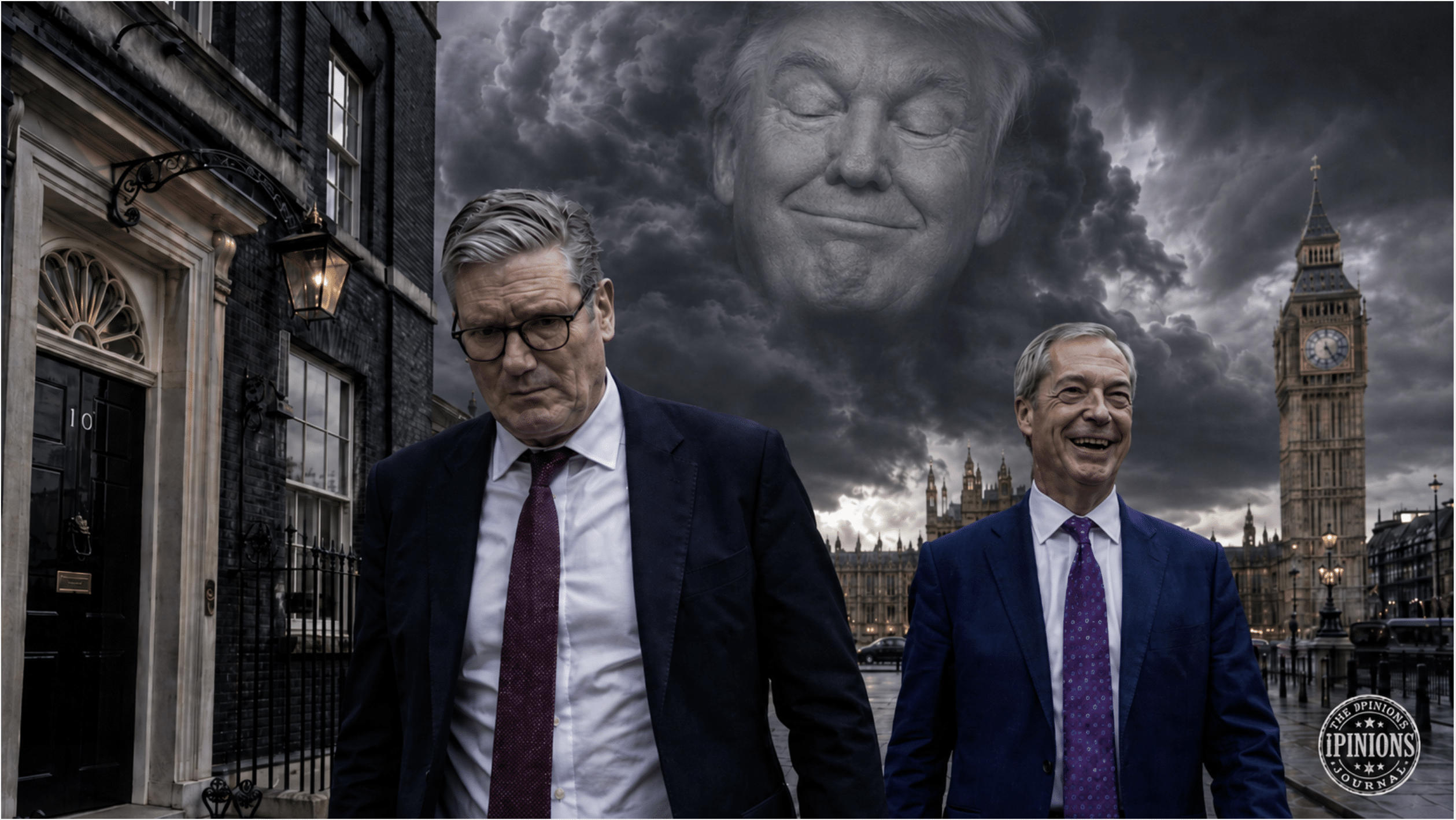 UK local elections Starmer, Farage, Trump in the clouds