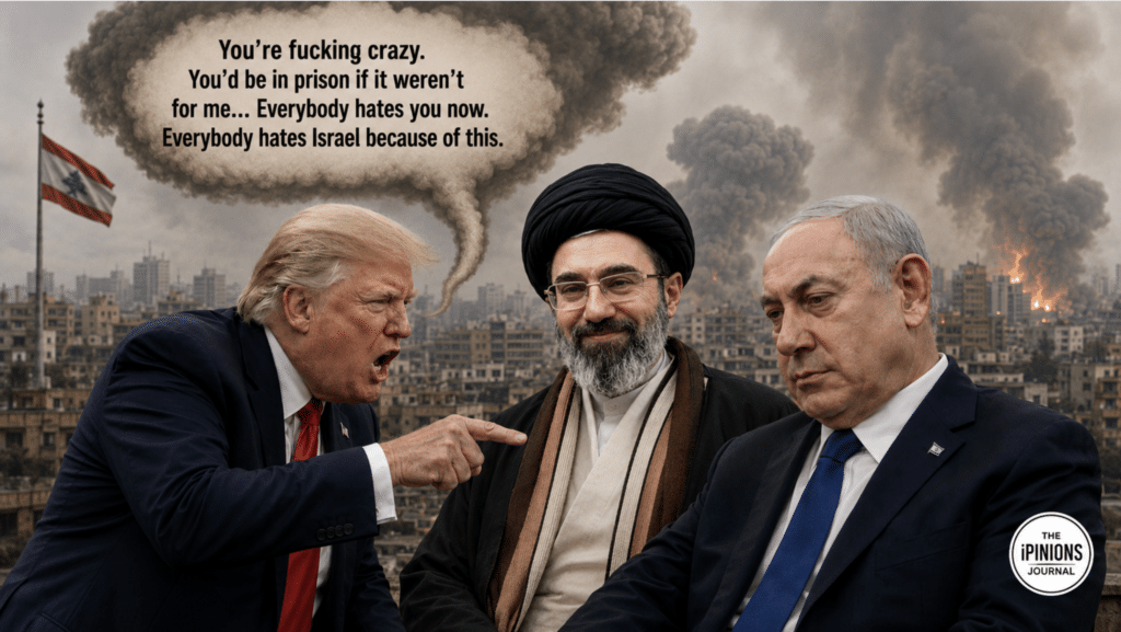 Trump cursing out Netanyah as Ayatollah looks on