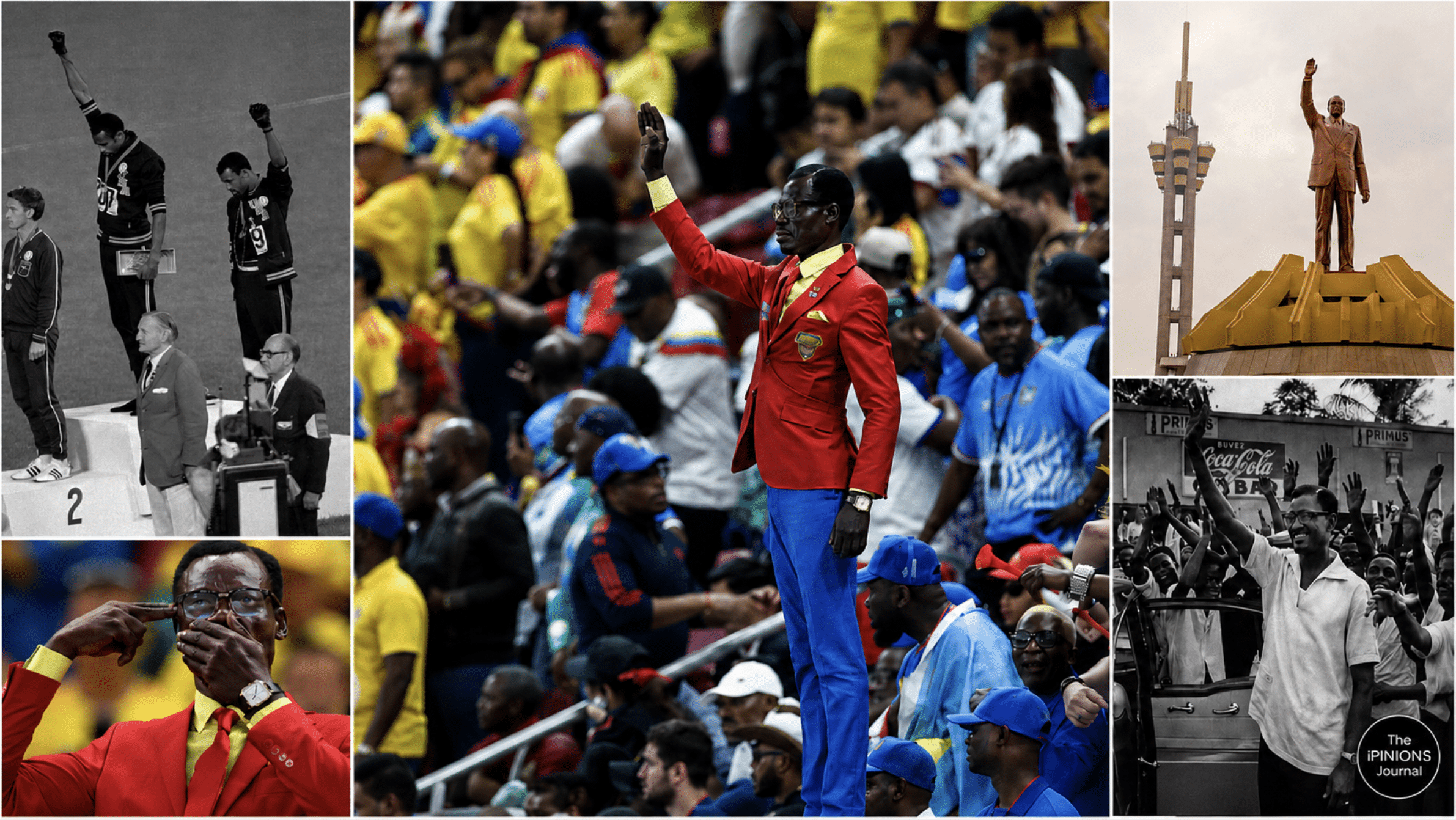 Lumumba Vea’s World Cup protest linked to Patrice Lumumba and Tommie Smith in an editorial collage.